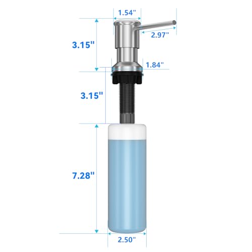 izolor Dish Soap Dispenser, Kitchen Sink Soap Dispenser Pump with 17 OZ Bottle, Refill from The Top, Wide Pump Head Base (Brushed Nickel) - Image 5