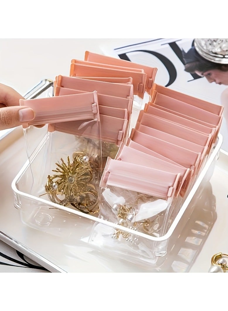 20pcs EVA Jewelry Storage Bags - Sealed, Anti-Oxidation Pouches for Earrings, Rings, Necklaces & Bracelets - Perfect for Travel & Gift Packaging, Pink, Travel Jewelry Organizer|Pink Storage Bags|Secure Closure Bags, Jewelry Organizer Bags - Image 1