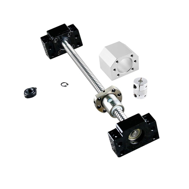 CHUANGNENG Ball Screw CNC Parts SFU1605 RM1605 16mm 360mm with Metal Deflector Ball Screw nut BK/BF12 End Supports Ball NUT HOUSINGS 1pcs Coupler with end Machining,Length Approx 14.17inch/360mm - Image 1