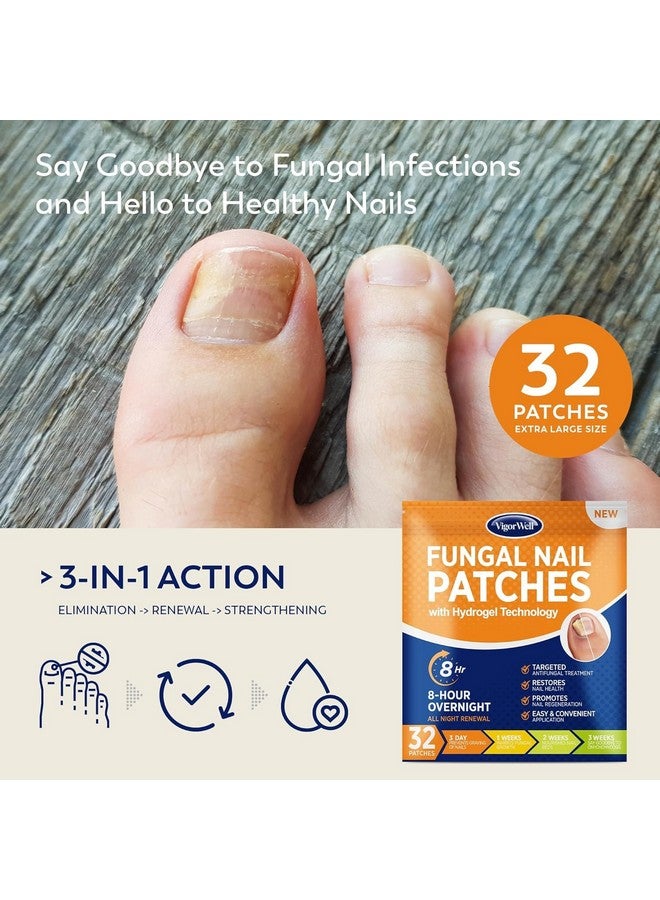 VigorWell Toenail Fungus Treatment Extra Strength Nail Fungus Treatment For Toenail Toe Nail Fungus Treatment Extra Strength Nighttime Fungal Nail Patches & Fungus Nail Treatment Liquid Set (32Patches+15Ml) - Image 2