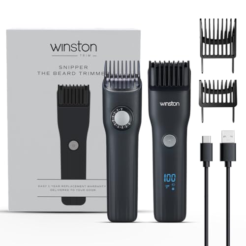 Winston Snipper Beard Trimmer High Precision Trimming 2 Beard Combs with 20mm Length Settings, Charging Digital Display & Travel Lock - Image 1