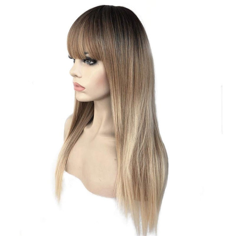Aimole 24 Long Straight Premium Synthetic Wig Natural Ombre Wigs T6271613A Brown Blonde