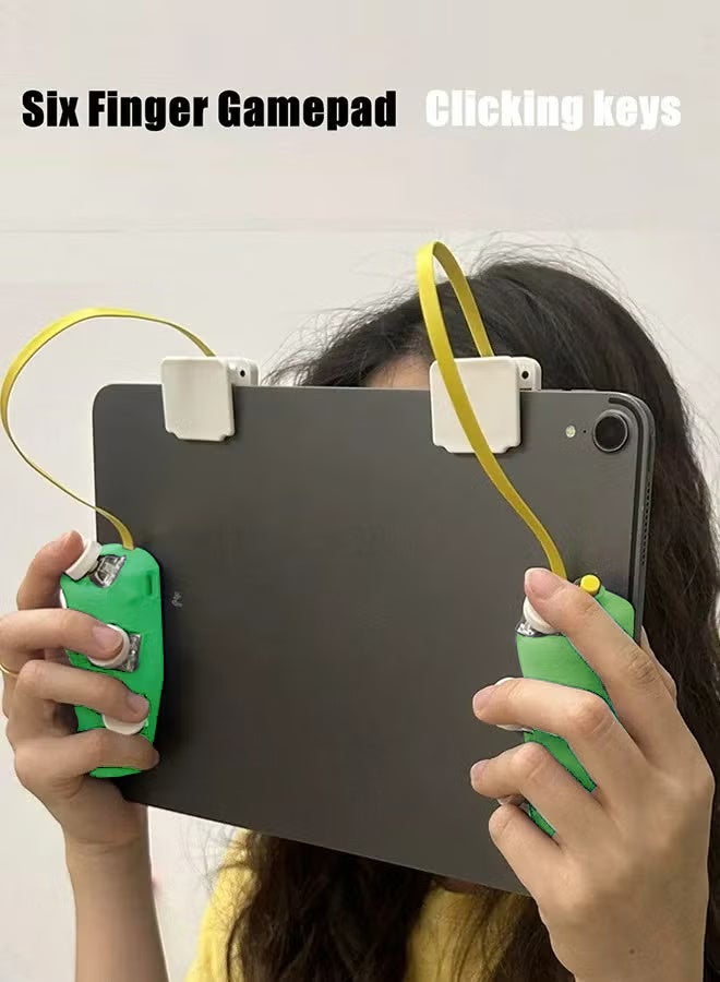 DIY magnetic game controller, gamepad for iPad tablet, 6 buttons, continuous pulse firing, PUBG trigger for 7.9 inches to 13.4 inches-Green - Image 1