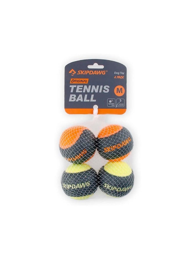 Skipdawg Skipdwag Dog Squeaky Tennis Ball - Medium - 4 pcs 