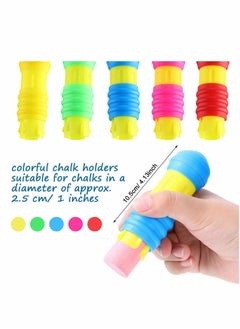 Y&D Chalk Holder Plastic Sidewalk Holders Colored Adjustable Clip Holder with Storage Hard Case for Teachers Students Office School Classroom Drawing Board Blackboard 10 Pieces  - Image 2