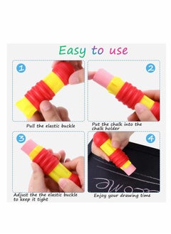 Y&D Chalk Holder Plastic Sidewalk Holders Colored Adjustable Clip Holder with Storage Hard Case for Teachers Students Office School Classroom Drawing Board Blackboard 10 Pieces  - Image 3