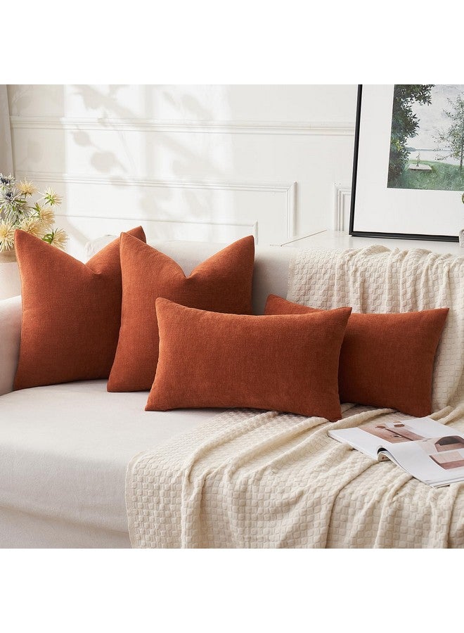 MIULEE MIULEE Rust Couch Pillow Covers 18x18 Inch, Set of 2 Soft Chenille Decorative Square Throw Pillow Covers Farmhouse for Sofa Living Room Bed  - Image 5
