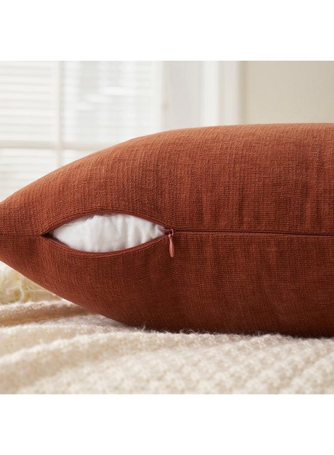 MIULEE MIULEE Rust Couch Pillow Covers 18x18 Inch, Set of 2 Soft Chenille Decorative Square Throw Pillow Covers Farmhouse for Sofa Living Room Bed  - Image 3