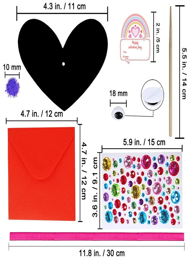 windiy 27 Sets Magic Color Scratch Paper Heart Ornaments Bookmarks Valentine Craft Kits Scratch Paper Heart Cutouts Pom-poms Googly Eyes for Kids Activity Art Project Valentine Party Favor Tree Decoration - Image 4