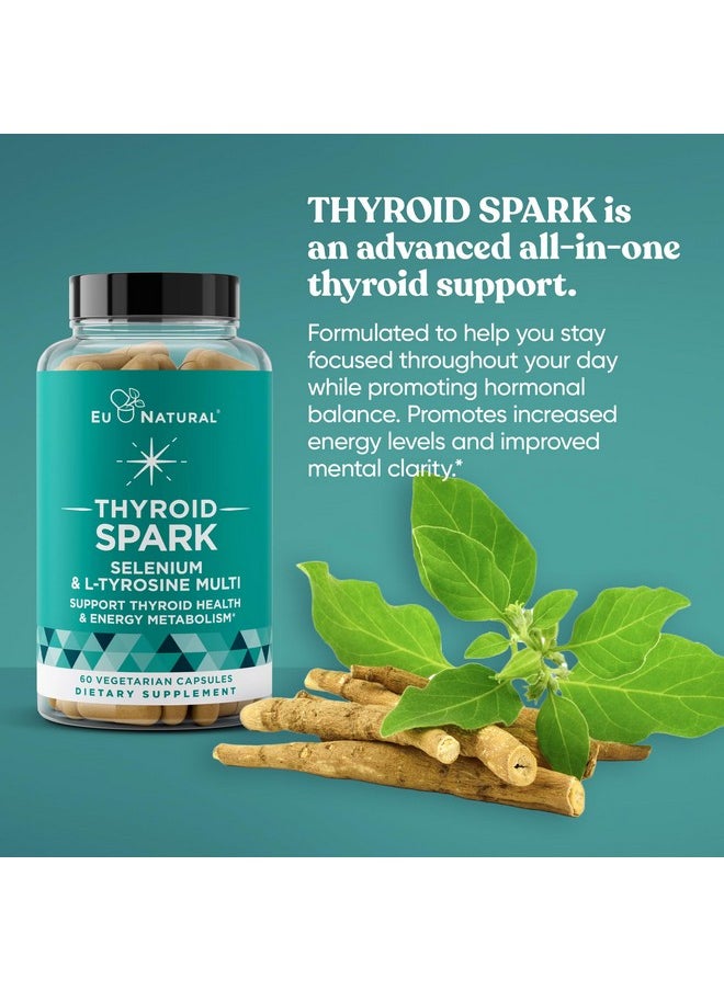 Spark Energy Support - Thrive, Naturally Fight Fatigue, Balance Hormones, Promote Focused Energy - Zinc, Selenium, Iodine - 60 Vegetarian Soft Capsules