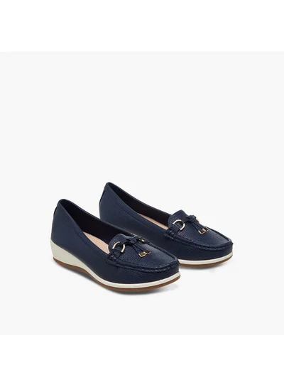 Le Confort Women's Textured Slip-On Comfort Loafers with Tassel and Wedge Heel