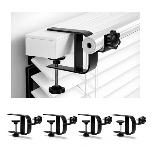 onneka Inside Mount Curtain Rod Bracket for Blinds, No Drill Blind Adapter, Easy 1-Min Tool-Free Install, No Wall Damage, Adjustable 0.8–2.2" Headrail, Fits 1" Rod, for Apartments & Rentals, Black, 4 Pack - Image 1