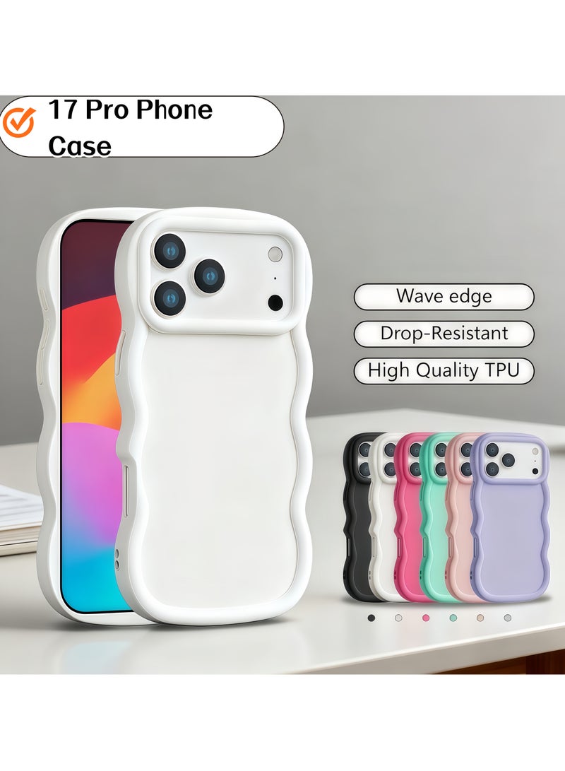 [جراب هاتف Apple 17pro المحمول] تصميم موجة من مادة TPU غير قابلة للانزلاق ومضادة للسقوط، متوفرة باللون الأسود والأبيض والأخضر والوردي والأرجواني وألوان أخرى - Image 1