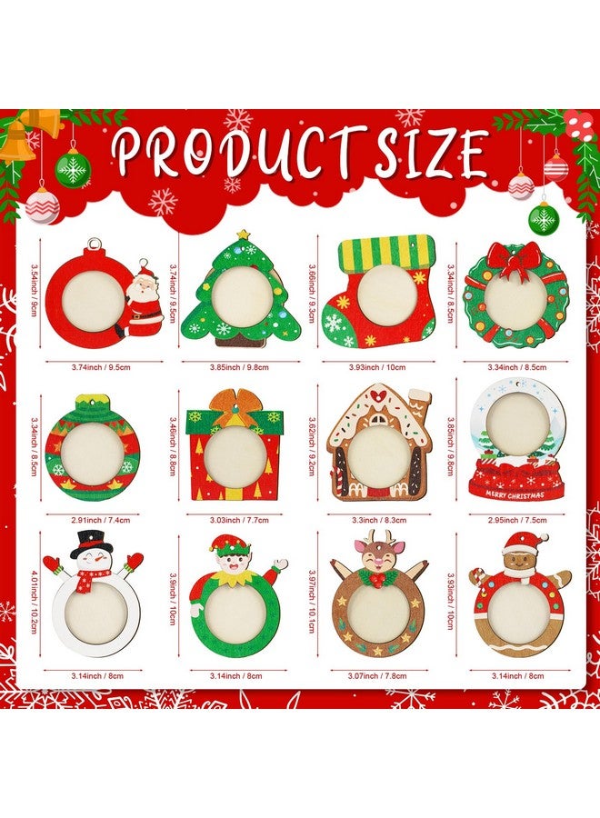 أور ورم زينة إطار صورة عيد الميلاد من OurWarm، 24 قطعة، زينة خشبية معلقة لشجرة عيد الميلاد، طباعة ملونة، زينة خشبية مخصصة لعيد الميلاد، هدايا منزلية، زينة شجرة عيد الميلاد - Image 2