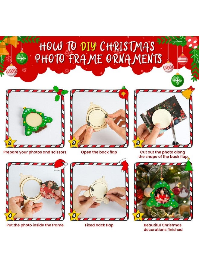 أور ورم زينة إطار صورة عيد الميلاد من OurWarm، 24 قطعة، زينة خشبية معلقة لشجرة عيد الميلاد، طباعة ملونة، زينة خشبية مخصصة لعيد الميلاد، هدايا منزلية، زينة شجرة عيد الميلاد - Image 4