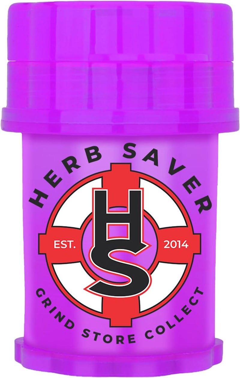 HS Large HerbSaver Grinder- Medical Grade Plastic Grinder with Razor Sharp Teeth, Pocket-Sized, Durable & Portable - Ideal for Grinding Herbs and Spices (Purple) - Image 1