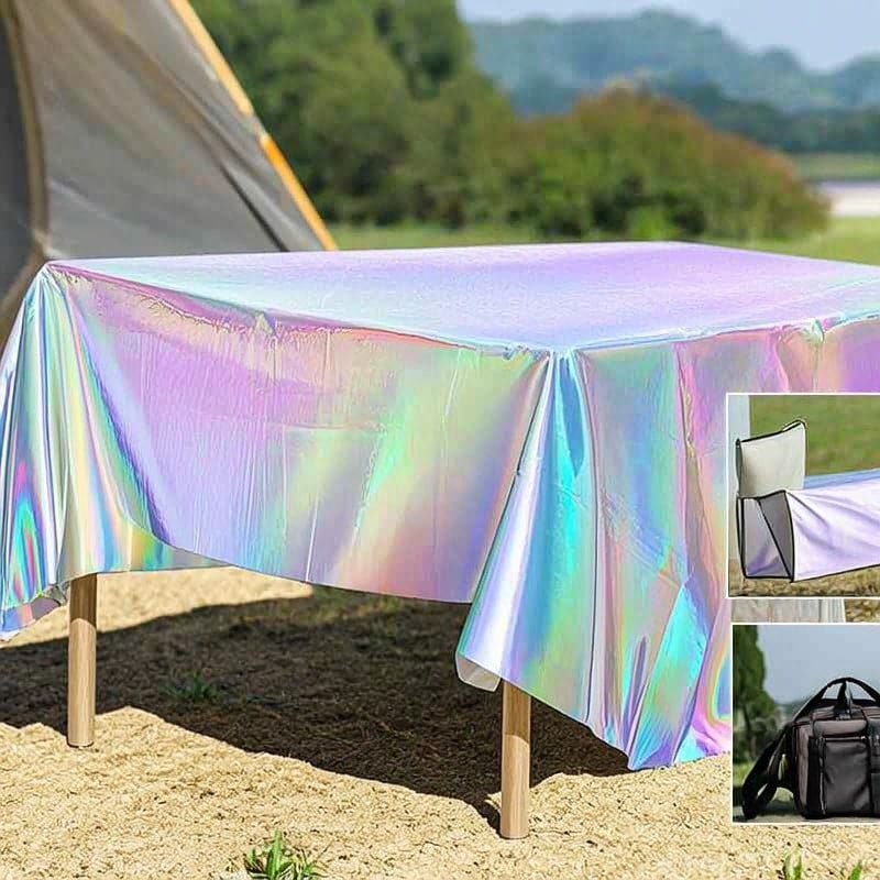 Tablecloth Holographic Silver Portable for Women Girls Party - Image 4