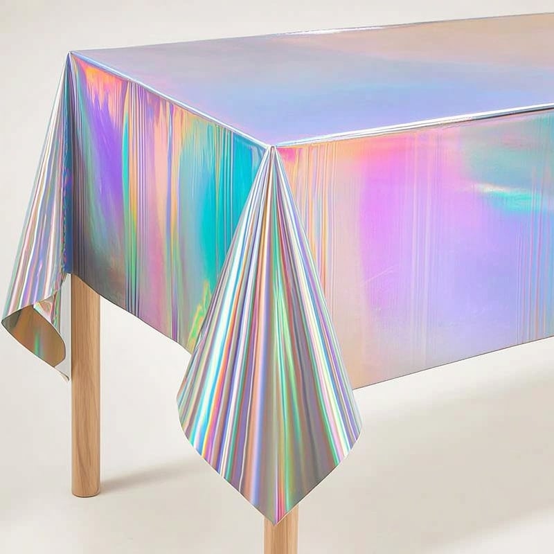 Tablecloth Holographic Silver Portable for Women Girls Party - Image 2