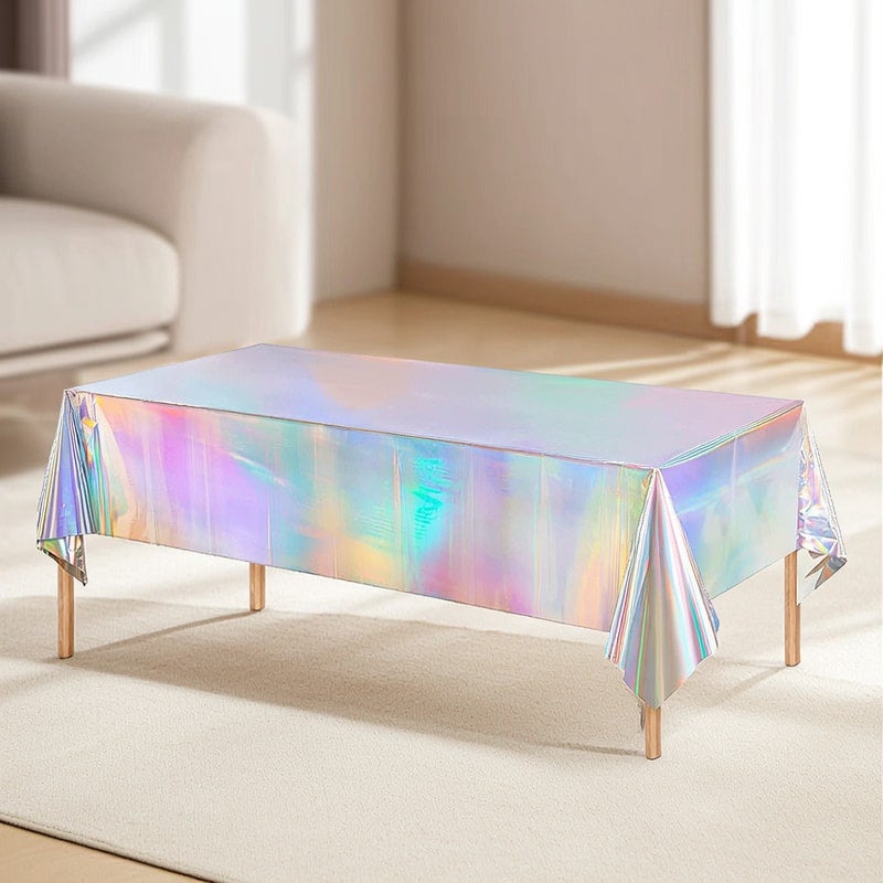 Tablecloth Holographic Silver Portable for Women Girls Party - Image 1