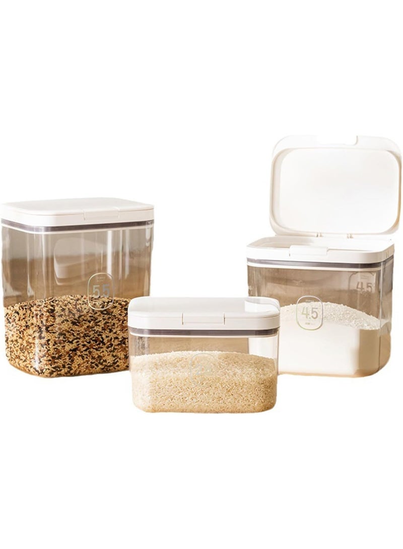 Bukela 5.5L Rice Container Set with Measuring Cup & Lids, Flour Sugar Rice Storage Container Large Sealed Grain Cereal Containers Storage One-handed Rice Bucket for Kitchen - Image 3