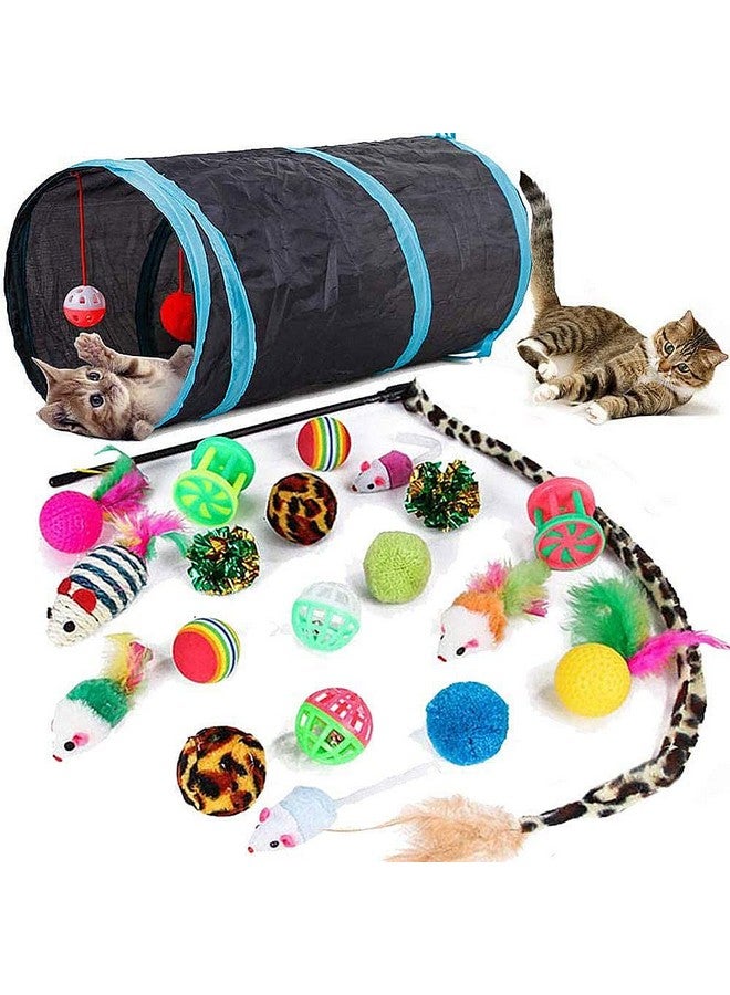 Speedy Panther 21 Pcs Cat Toys For Indoor Cats Collapsible Cat Tunnel Interactive Feather Teaser Wand Ball Toy For Kitten Cats - Image 1