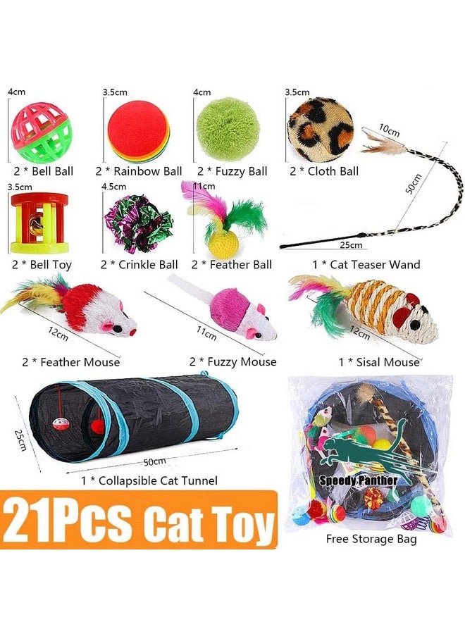 Speedy Panther 21 Pcs Cat Toys For Indoor Cats Collapsible Cat Tunnel Interactive Feather Teaser Wand Ball Toy For Kitten Cats - Image 2