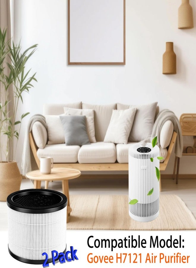 DAODEFUL 2 Pack H7121101 Replacement Filter for Govee H7121 Air Purifier, H13 True HEPA with High-Efficiency Activated Carbon and Pre-Filter - Image 2