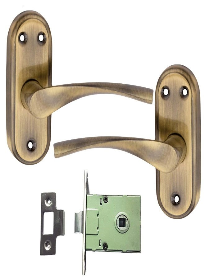 Atom Stainless Steel Mortise Door Handle with Baby Latch Lock, Brass Antique Finish, Keyless, Bathroom Lockset for Door, Balcony Toilet Washroom, Innova-BA - Image 2