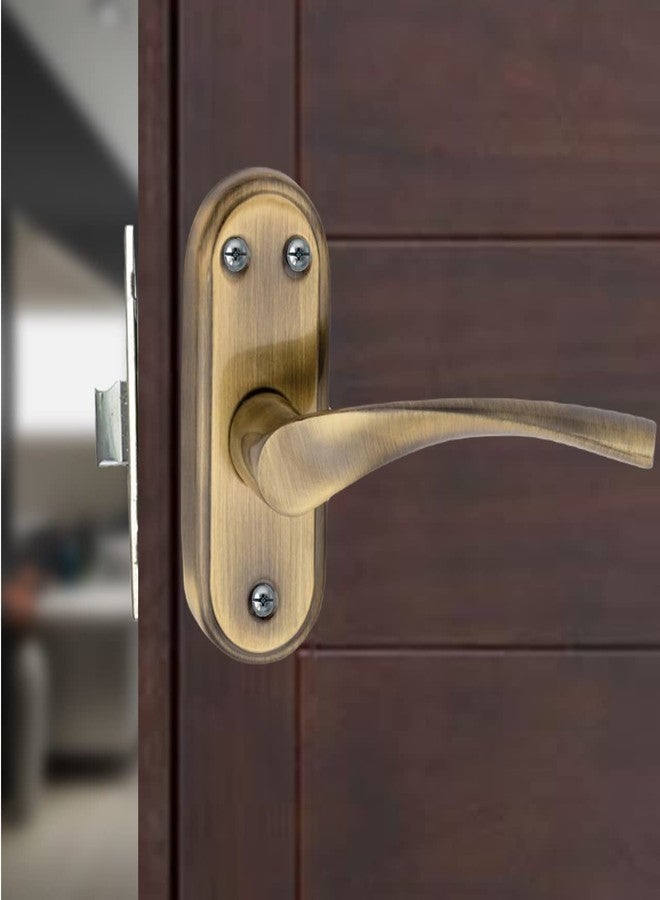 Atom Stainless Steel Mortise Door Handle with Baby Latch Lock, Brass Antique Finish, Keyless, Bathroom Lockset for Door, Balcony Toilet Washroom, Innova-BA - Image 1
