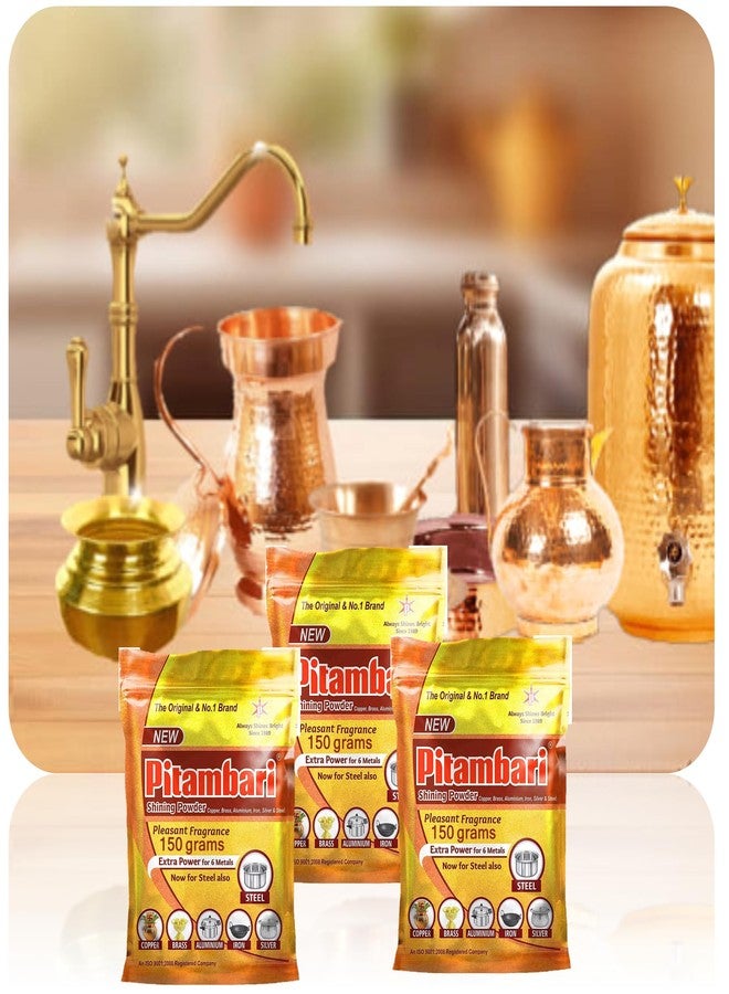 Pitambari Shining Powder For Brass, Aluminum, Copper Articles,Stain Remover-Pack 3(150gms) - Image 1