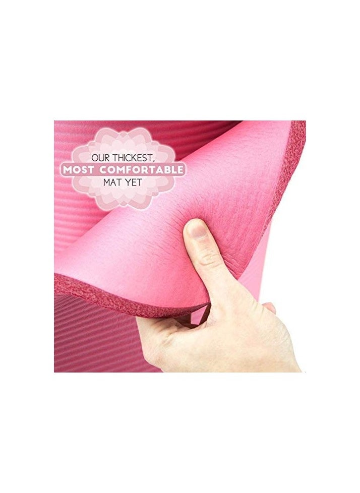 QSHOP Ultimate Premium Non-Slip 10mm Yoga Mat with Attachment Pouch Perfect for High Intensity Interval Training, Pilates, Yoga and Many Other Home Workouts from QShop®️  - Image 4