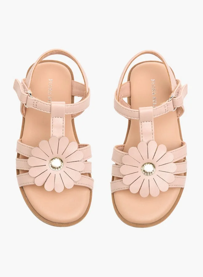 Flora Bella By Shoexpress Flora Bella Applique Detail Sandals With Hook And Loop Closure