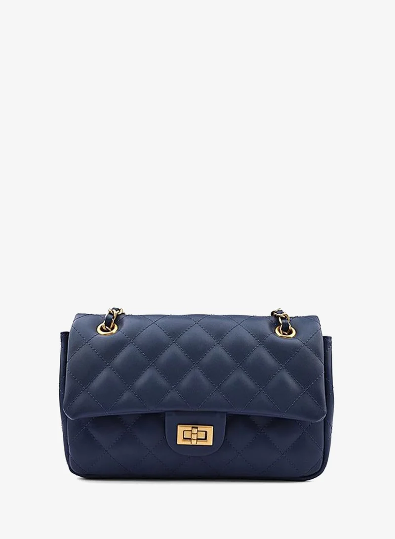 كابلي Women’s Quilted Shoulder Bag with Chain Strap and Turn-Lock Closure
