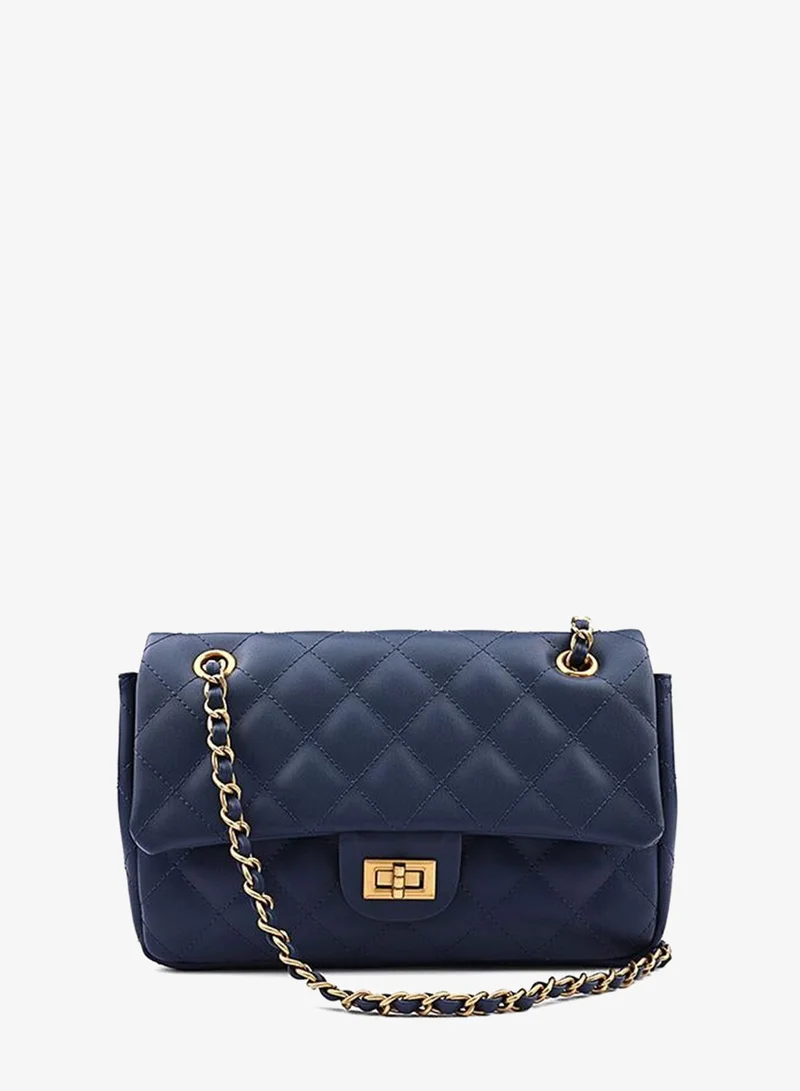 كابلي Women’s Quilted Shoulder Bag with Chain Strap and Turn-Lock Closure