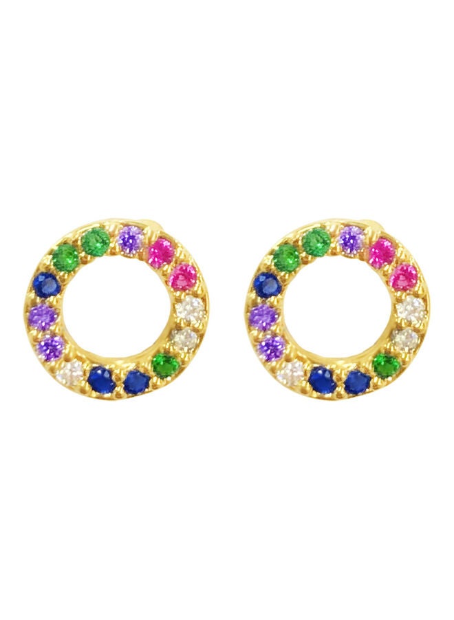 NIBEMINENT Stone Embellished Circle Stud Earrings - Image 1