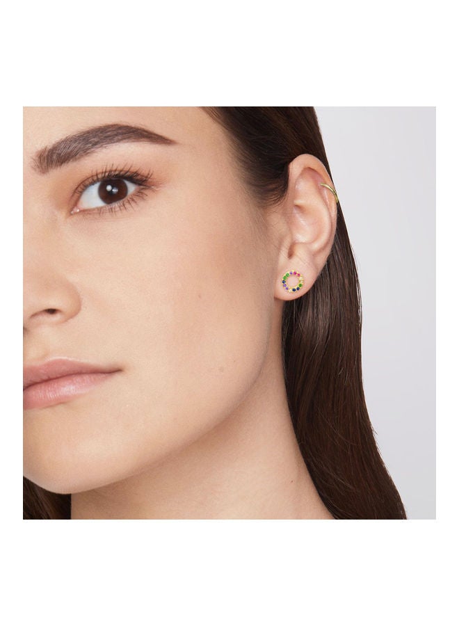 NIBEMINENT Stone Embellished Circle Stud Earrings - Image 4