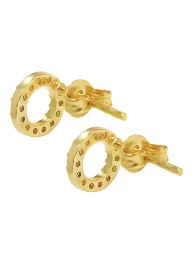 NIBEMINENT Stone Embellished Circle Stud Earrings - Image 3