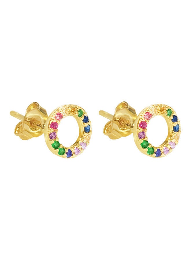 NIBEMINENT Stone Embellished Circle Stud Earrings - Image 2