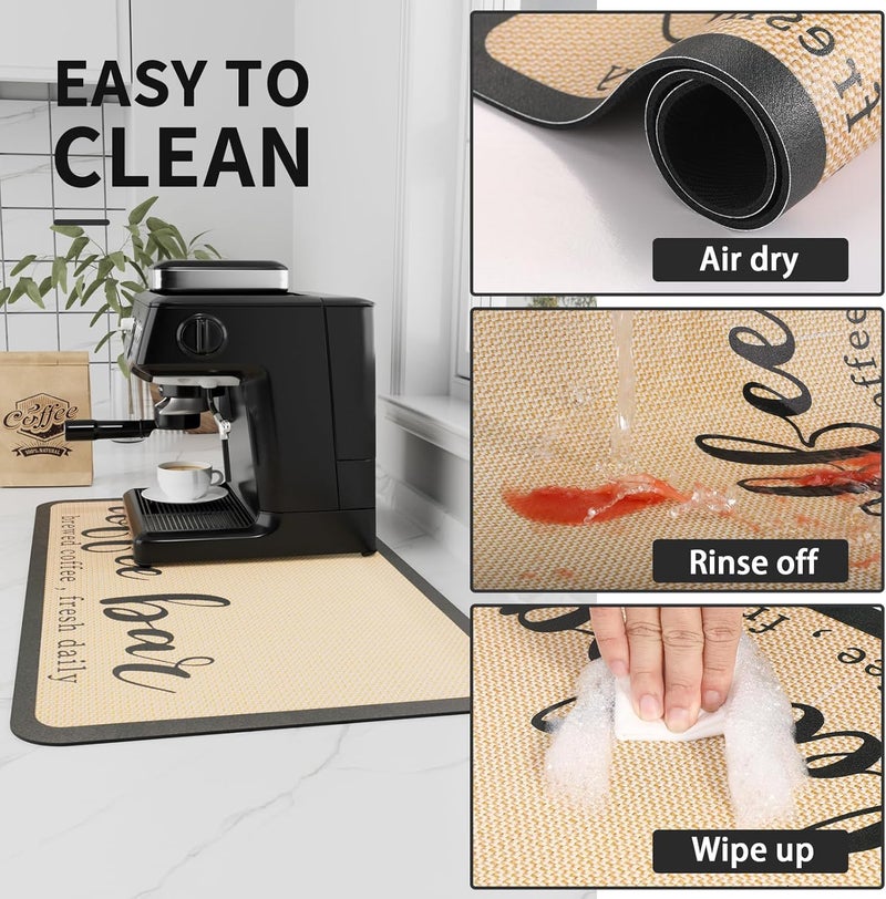 HotLive حصيرة HotLive Coffee Mat - مصنوعة للاستخدام تحت أجهزة تحضير القهوة أو البارات، مناسبة لتجفيف الأطباق، مصنوعة من مادة ماصة لإخفاء البقع، مع ظهر مطاطي، مناسبة للاستخدام تحت أجهزة الإسبريسو. - Image 4