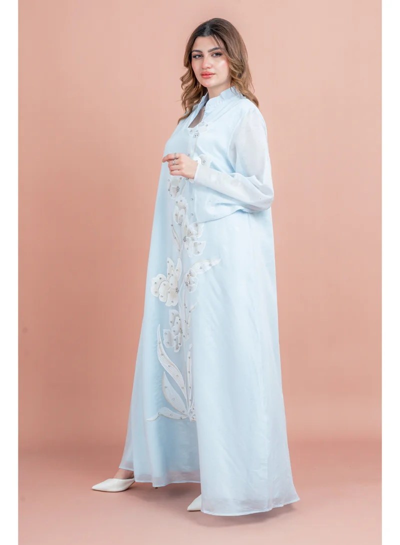 IKKXA Flowy Flower Pattern Dress IK1055 Blue