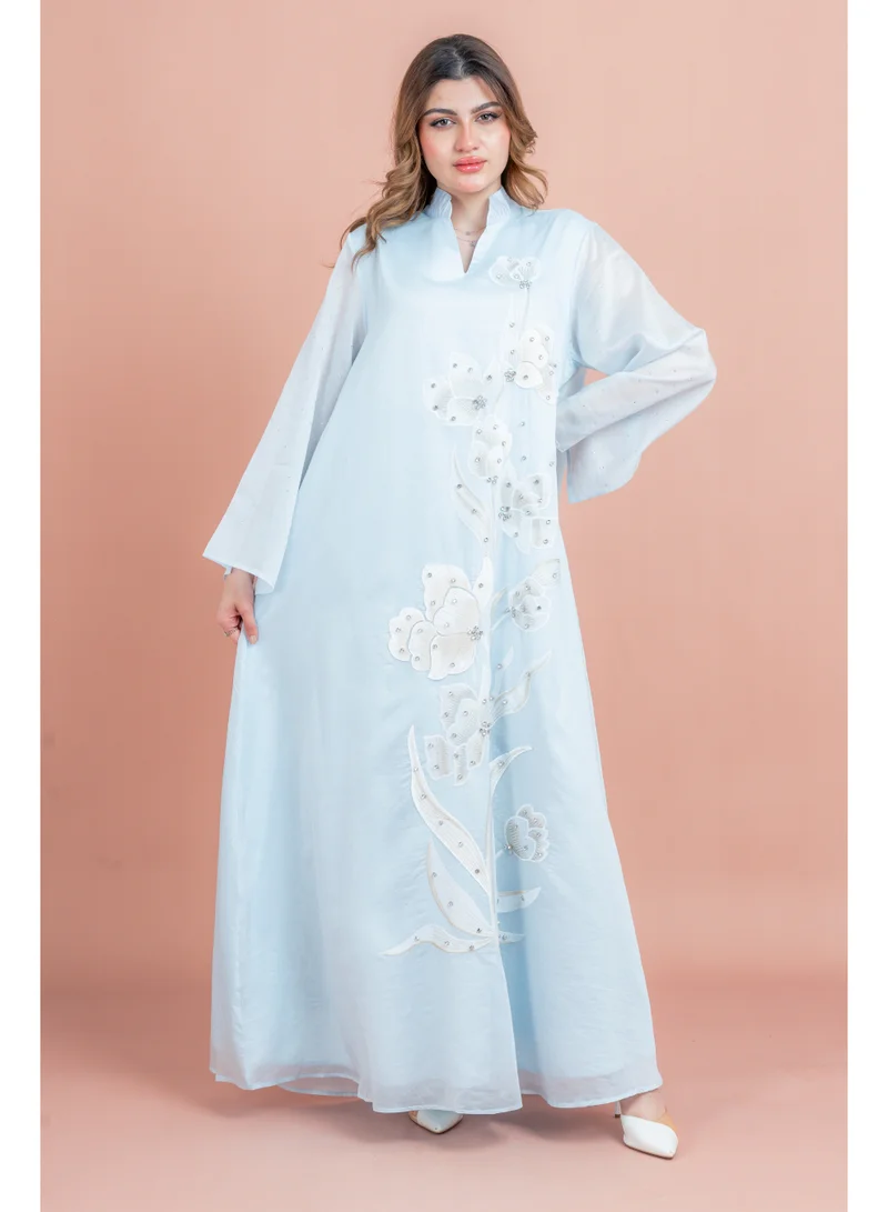 IKKXA Flowy Flower Pattern Dress IK1055 Blue