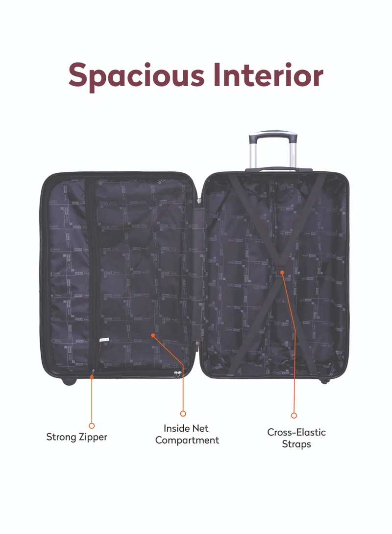 PARAJOHN Medium 24-Inch ABS Lightweight Hardshell Luggage Trolley | carrying 20kg 4-Wheel Spinner Suitcase navy