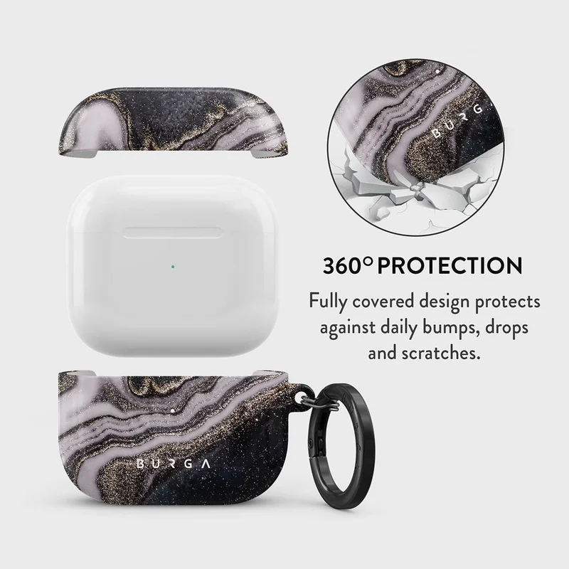 بورجا جراب حماية أنيق ليلي سحري من بورجا لسماعات آبل إيربودز ، غطاء بشحن  مرئي، مقاوم للخدش والصدمات