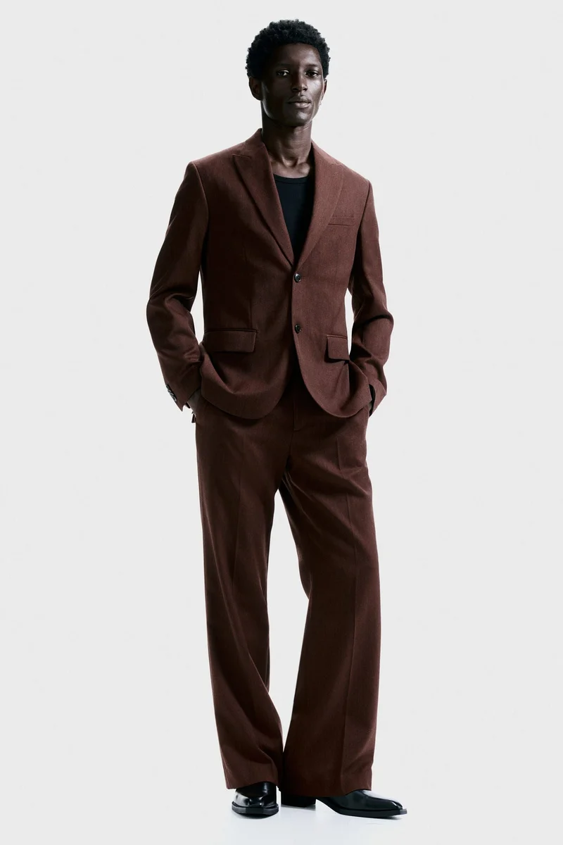 اتش اند ام جاكيت بصف أزرار أحادي وبقصّة عادية