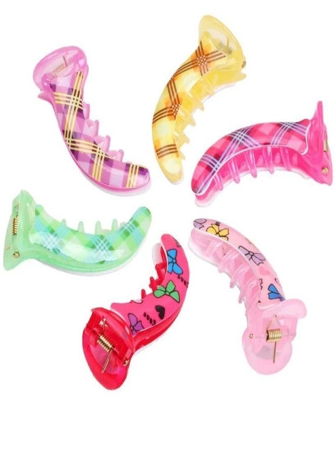 QUILBOOL Banana Hair Clips - Acrylic Matte Finish Claw Clips, Ponytail Clincher Comb, Stylish Hair Accessories for Women & Girls, Thick & Fine Hair - Multicolor (6PCS) - Image 1