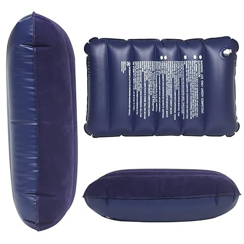 MeeTo Rubberized Cotton Small Squared Travel Flocked Fabric Air Pillow, Compact, Comfortable and Inflatable, Used for Neck & Lumbar Support, Camping and Hiking, Blue Color, (Pack of 1) - Image 3