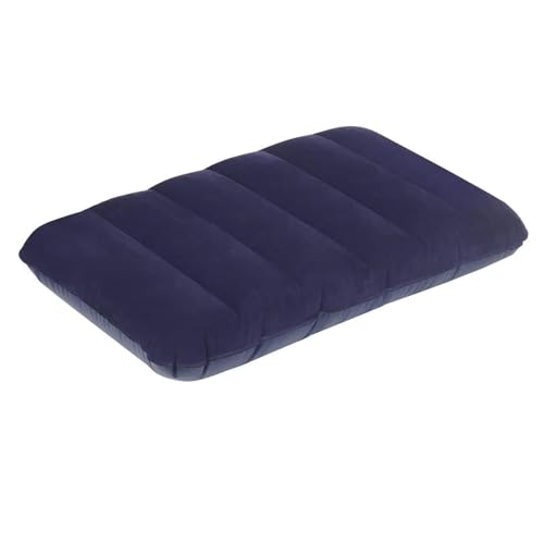 MeeTo Rubberized Cotton Small Squared Travel Flocked Fabric Air Pillow, Compact, Comfortable and Inflatable, Used for Neck & Lumbar Support, Camping and Hiking, Blue Color, (Pack of 1) - Image 1