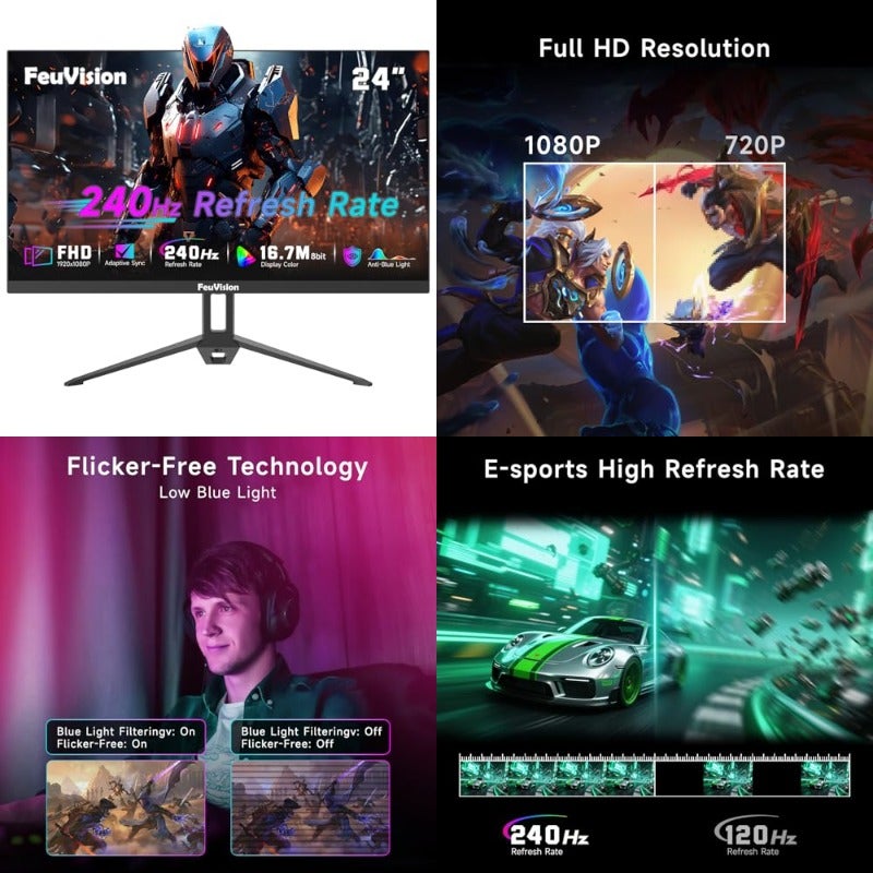 فيو فيجن Feuvision Gaming Monitor Fhd 1080p Va Panel 24 inch