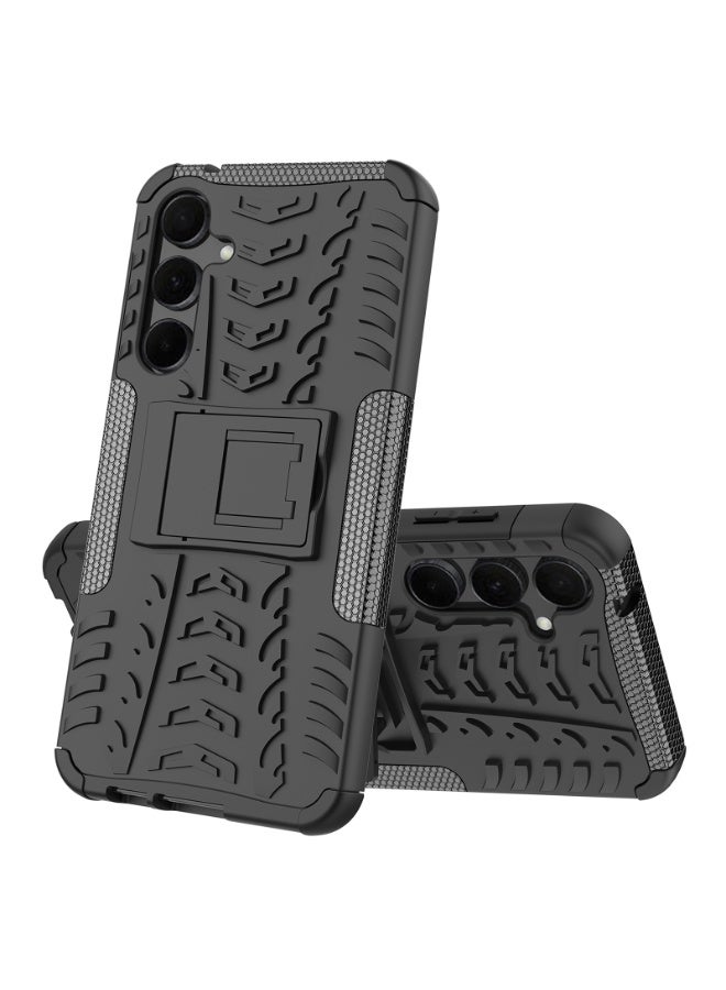 جراب حمايه مقاوم للصدمات مزود بستاند متوافق مع  Samsung Galaxy A55 (أسود) - Image 1