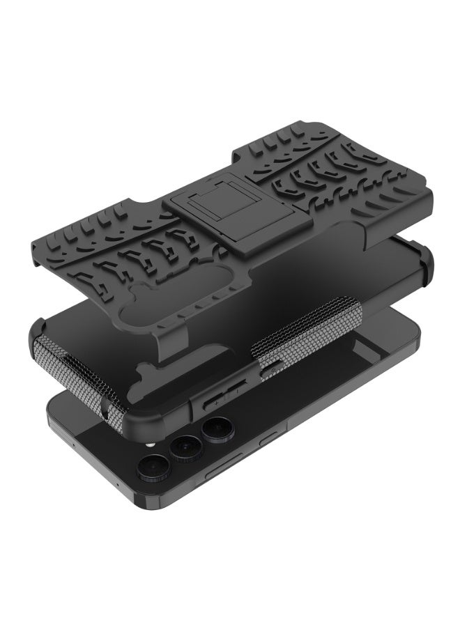 جراب حمايه مقاوم للصدمات مزود بستاند متوافق مع  Samsung Galaxy A55 (أسود) - Image 2